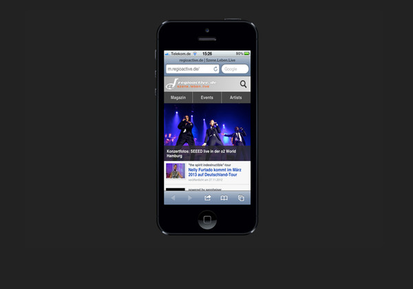szene.leben.live wo immer du auch bist - Für Smartphones optimiert: Die mobile Version von regioactive.de 
